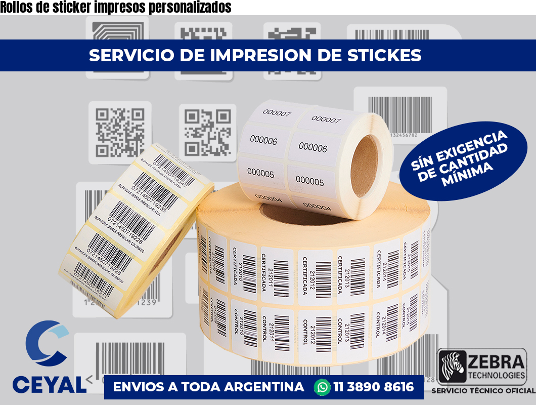 Rollos de sticker impresos personalizados