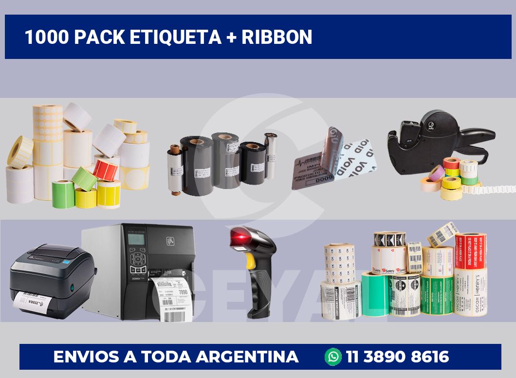 1000 Pack etiqueta + ribbon