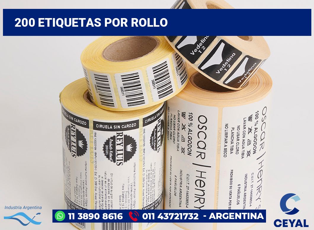 200 Etiquetas por rollo