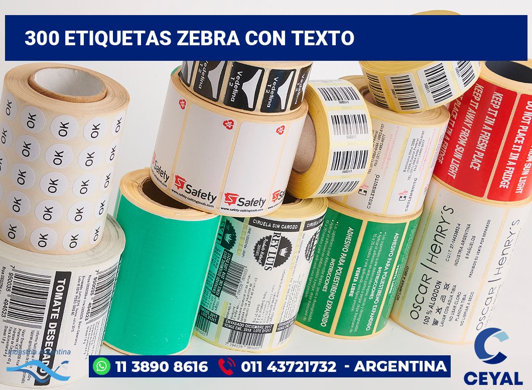 300 Etiquetas zebra con texto