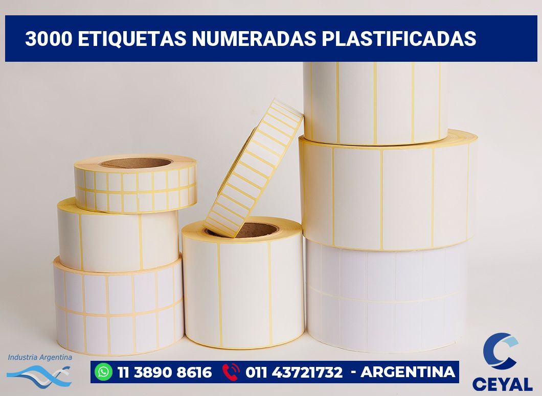 3000 Etiquetas numeradas plastificadas