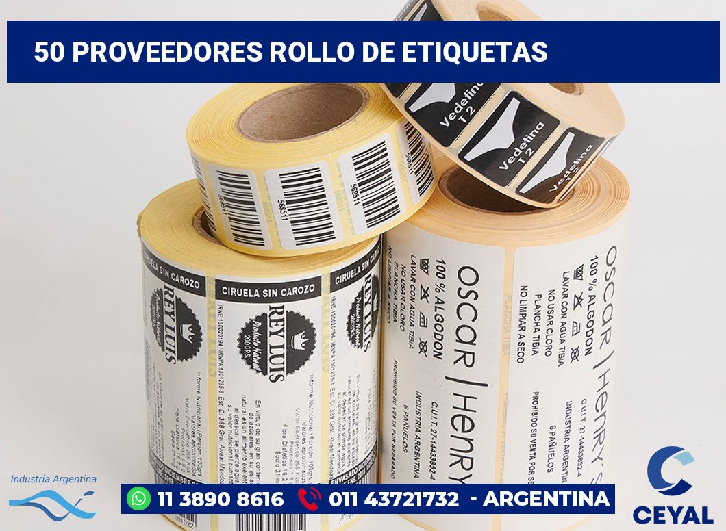 50 Proveedores rollo de etiquetas