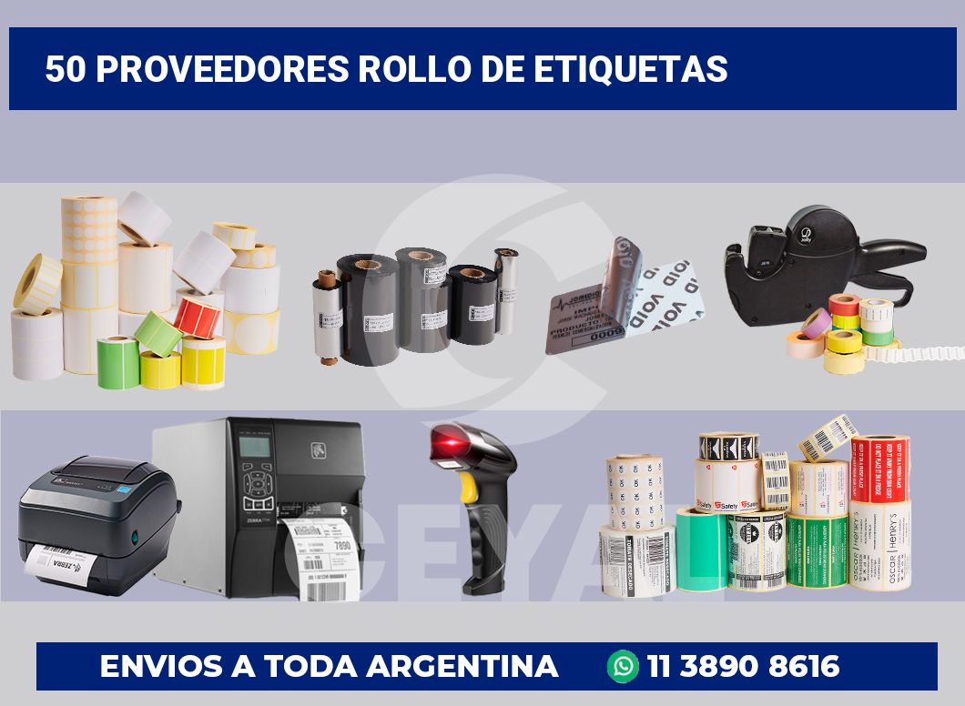 50 Proveedores rollo de etiquetas