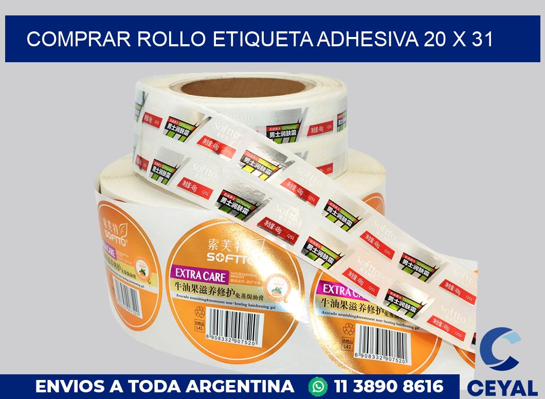 Comprar rollo etiqueta adhesiva 20 x 31