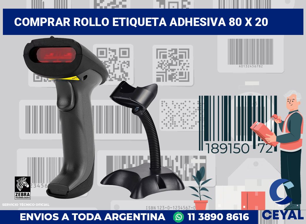 Comprar rollo etiqueta adhesiva 80 x 20