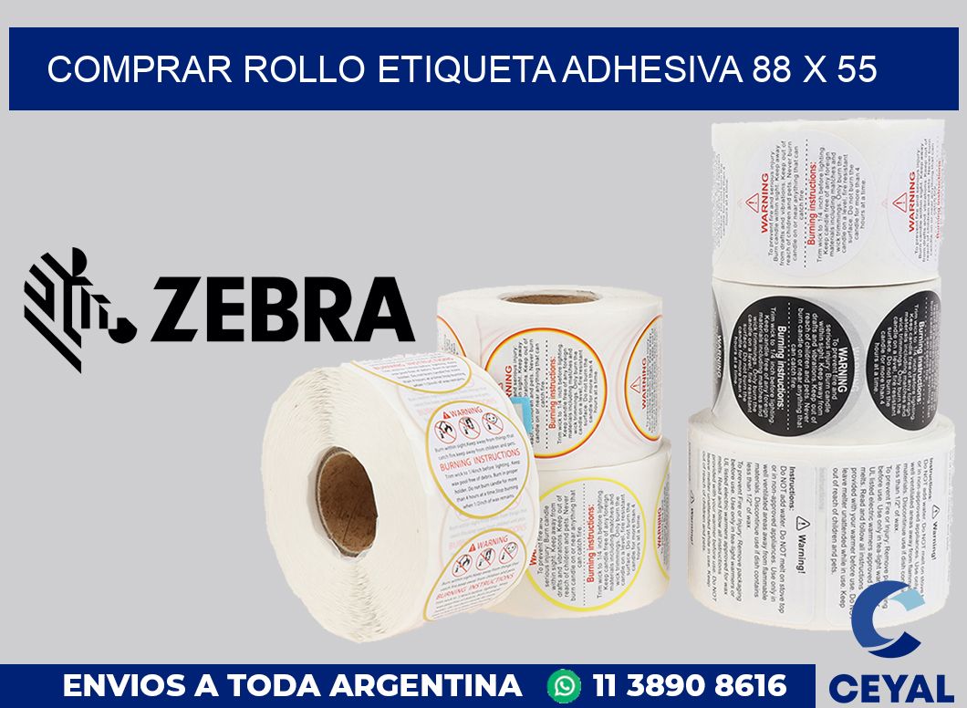 Comprar rollo etiqueta adhesiva 88 x 55