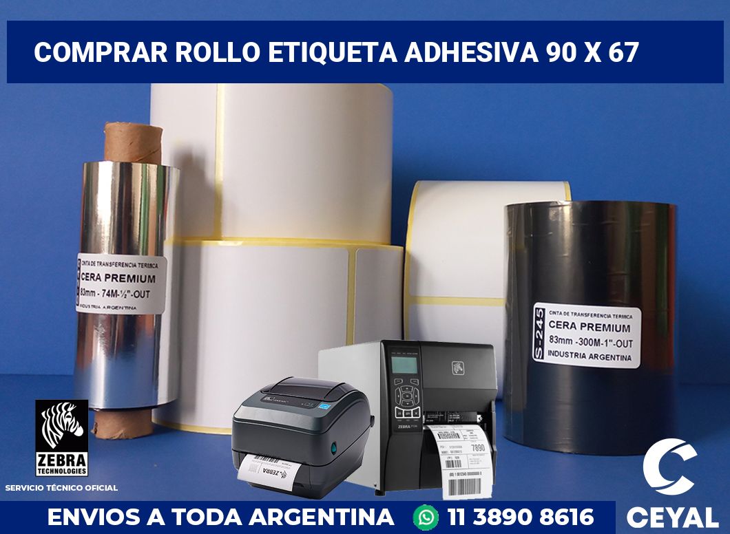 Comprar rollo etiqueta adhesiva 90 x 67