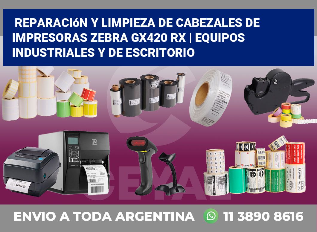 Reparación y limpieza de cabezales de impresoras Zebra GX420 RX | Equipos industriales y de escritorio