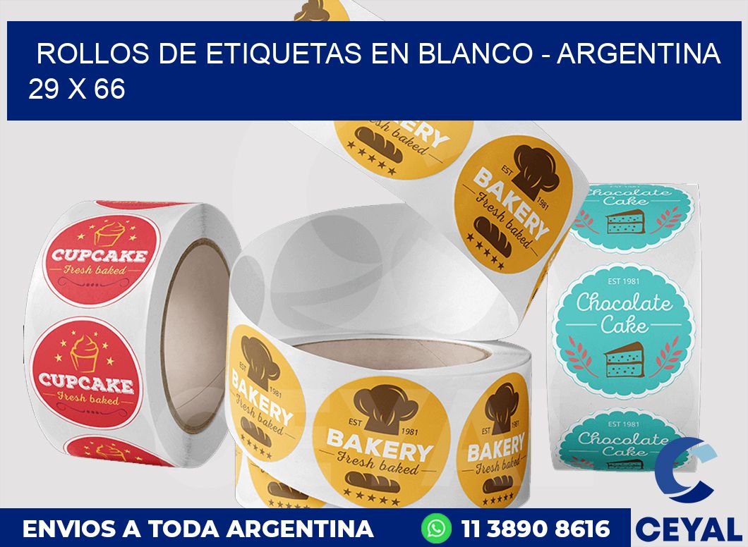 Rollos de etiquetas en blanco - Argentina 29 x 66