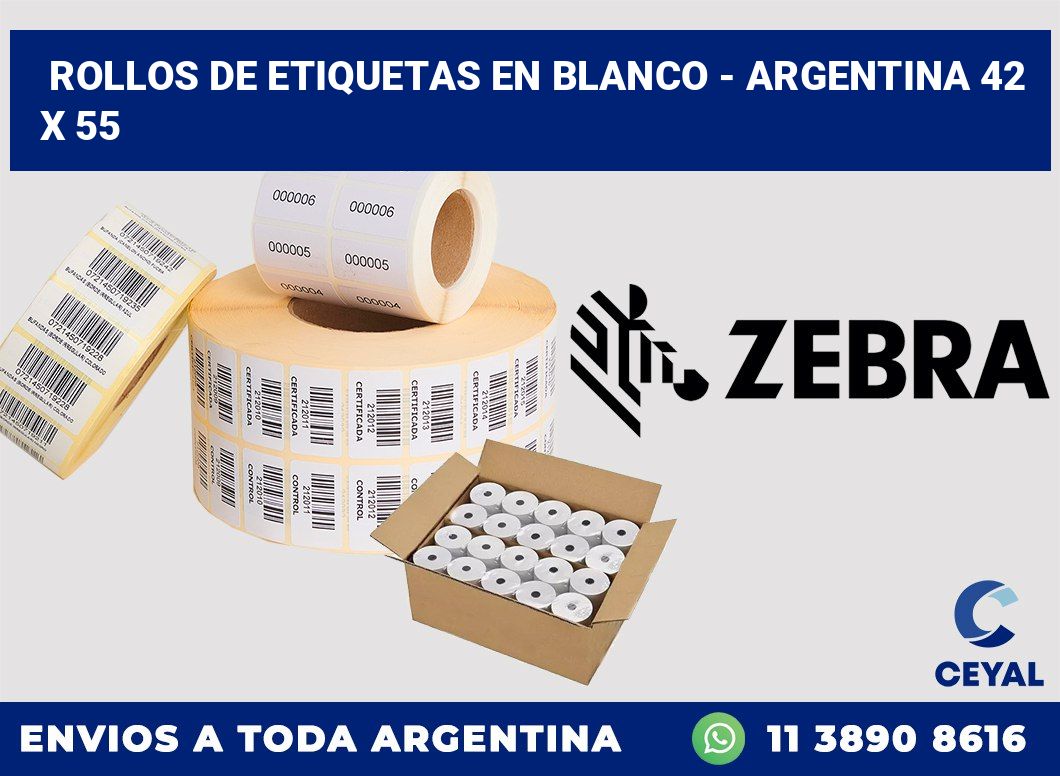 Rollos de etiquetas en blanco - Argentina 42 x 55