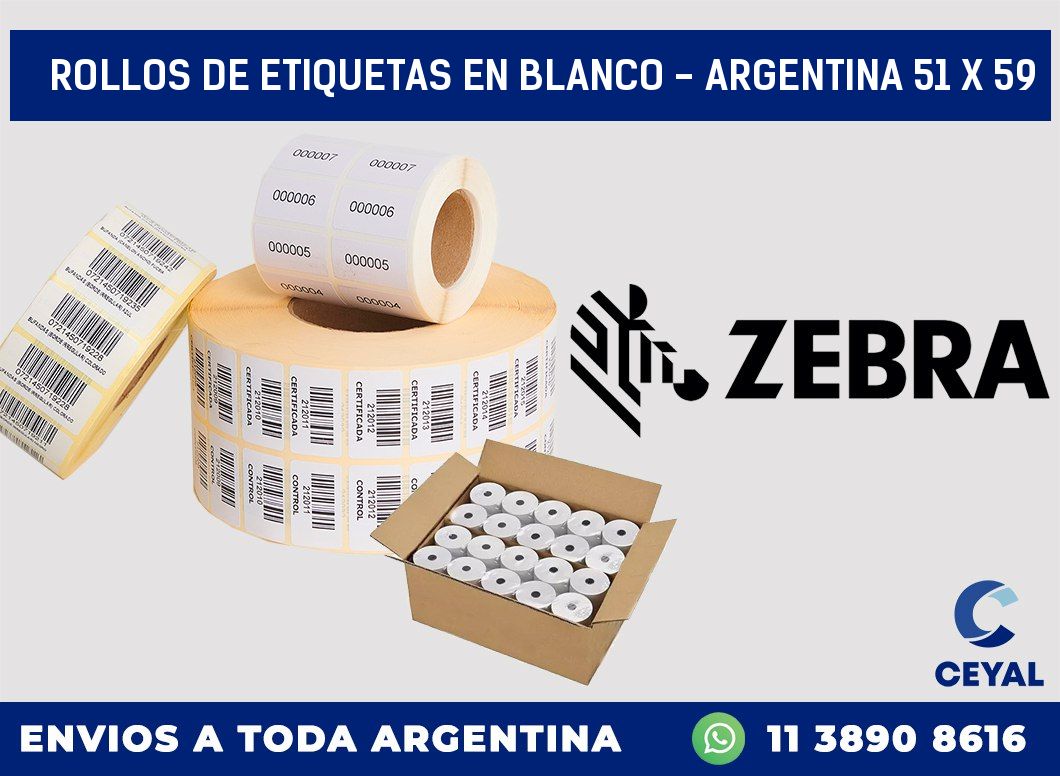 Rollos de etiquetas en blanco - Argentina 51 x 59