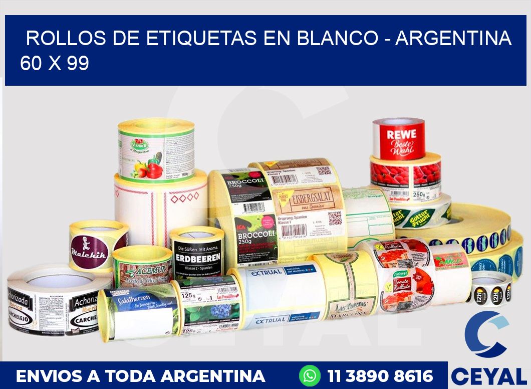 Rollos de etiquetas en blanco – Argentina 60 x 99