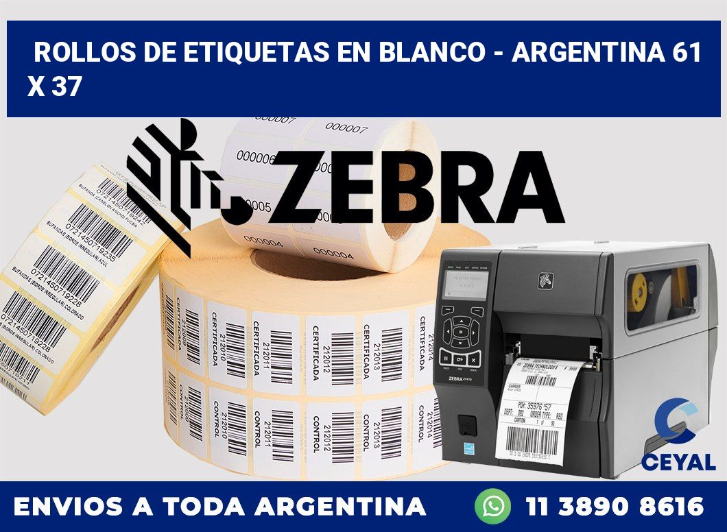 Rollos de etiquetas en blanco - Argentina 61 x 37