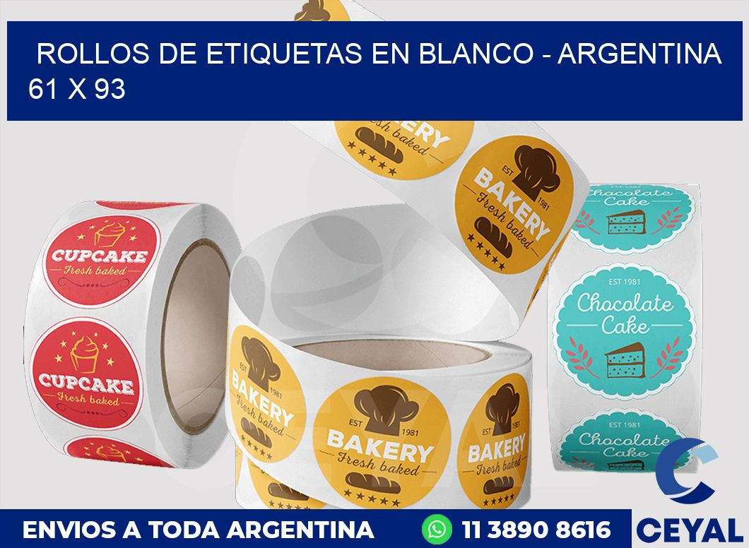 Rollos de etiquetas en blanco – Argentina 61 x 93