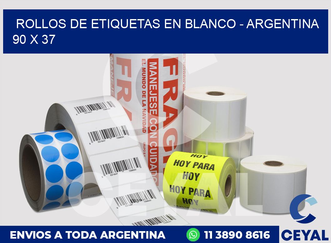 Rollos de etiquetas en blanco - Argentina 90 x 37