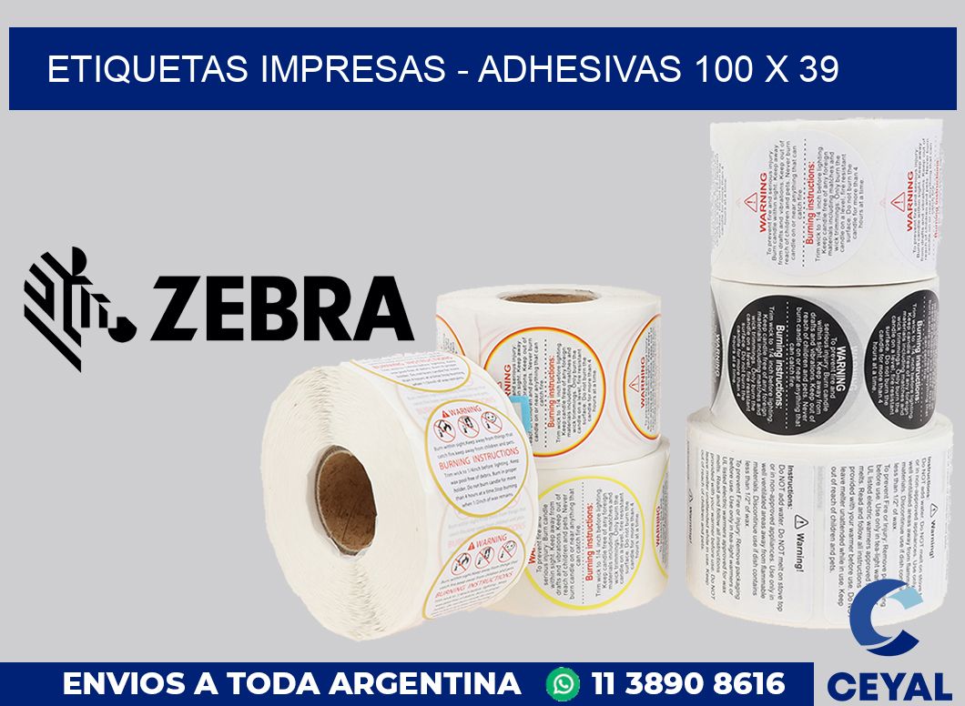 etiquetas impresas - Adhesivas 100 x 39