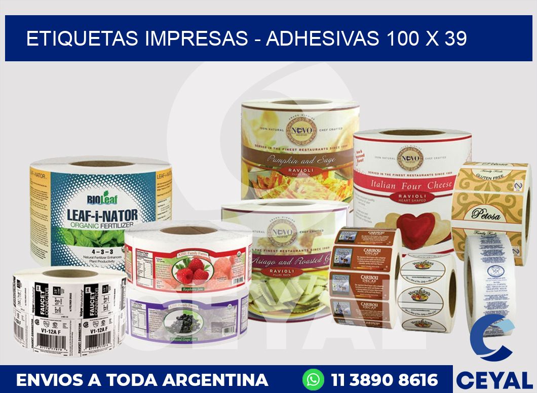 etiquetas impresas – Adhesivas 100 x 39
