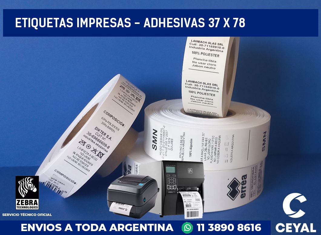 etiquetas impresas – Adhesivas 37 x 78