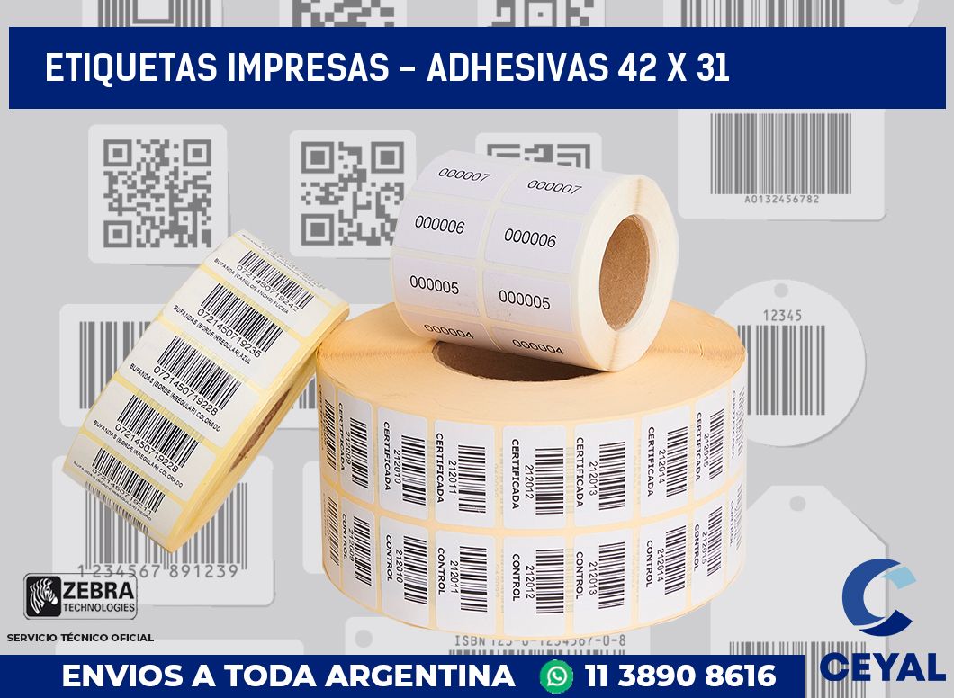 etiquetas impresas – Adhesivas 42 x 31