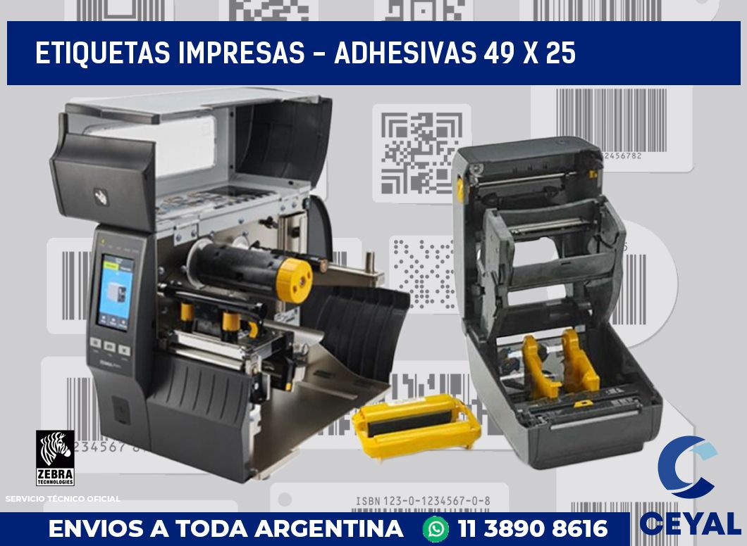 etiquetas impresas - Adhesivas 49 x 25