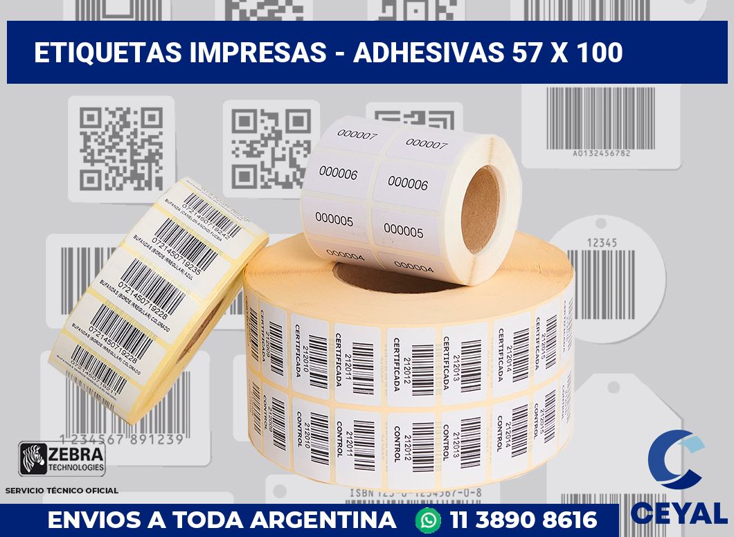 etiquetas impresas - Adhesivas 57 x 100