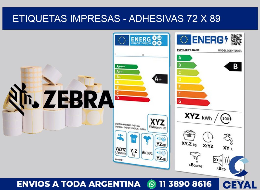 etiquetas impresas - Adhesivas 72 x 89