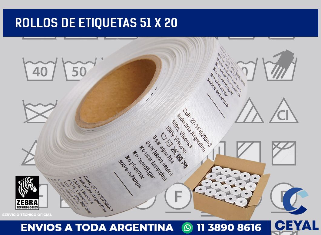 rollos de etiquetas 51 x 20