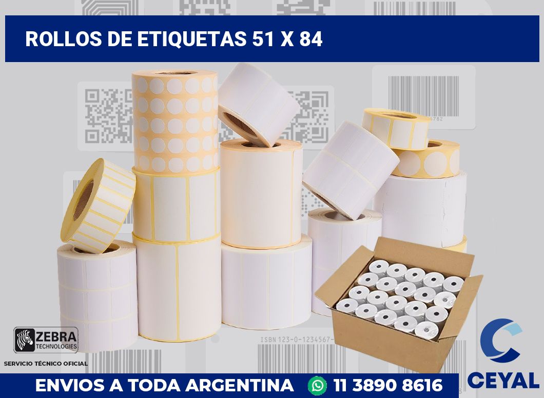 rollos de etiquetas 51 x 84