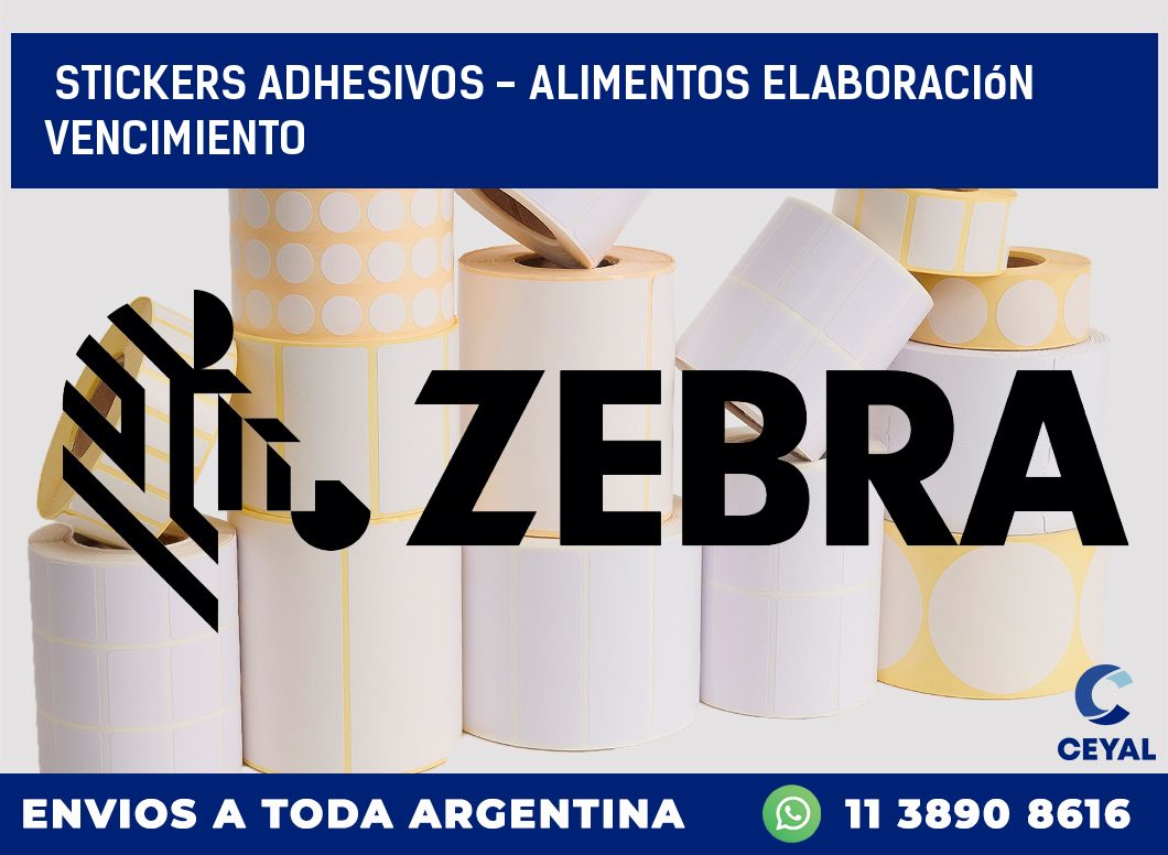 stickers adhesivos - alimentos elaboración vencimiento