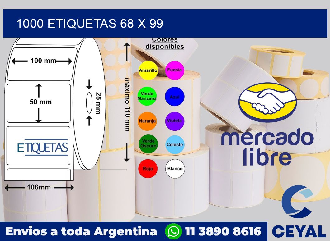 1000 etiquetas 68 x 99