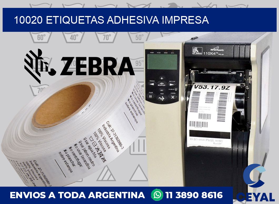 10020 etiquetas adhesiva impresa