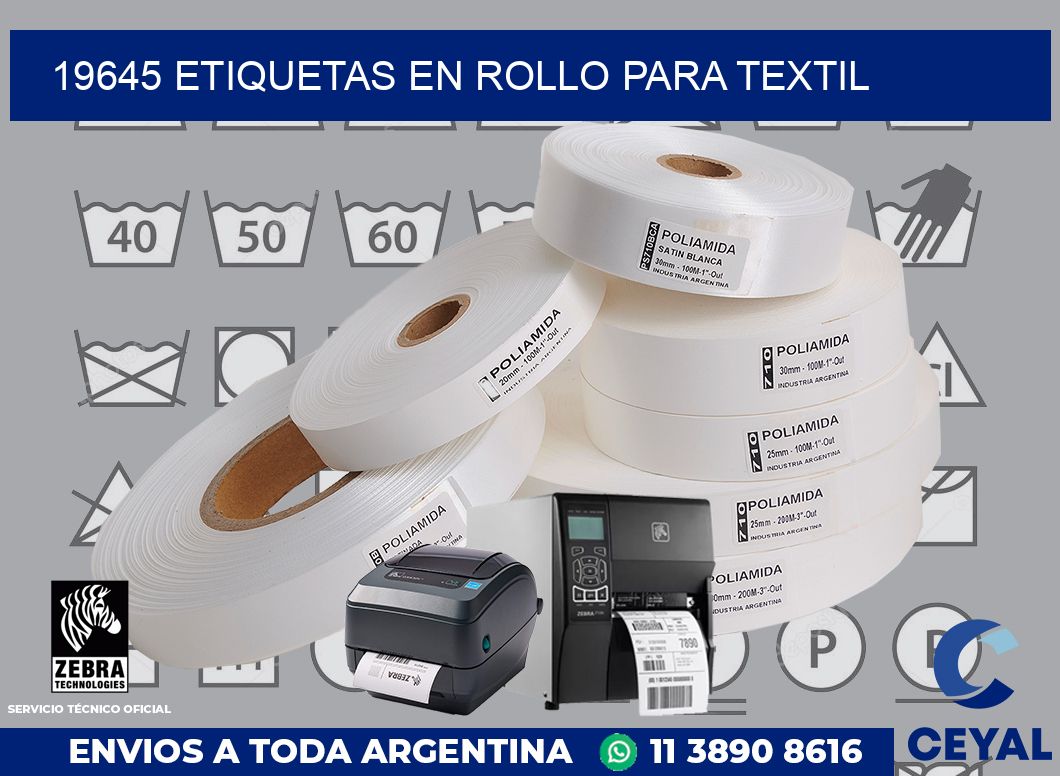 19645 etiquetas en rollo para textil