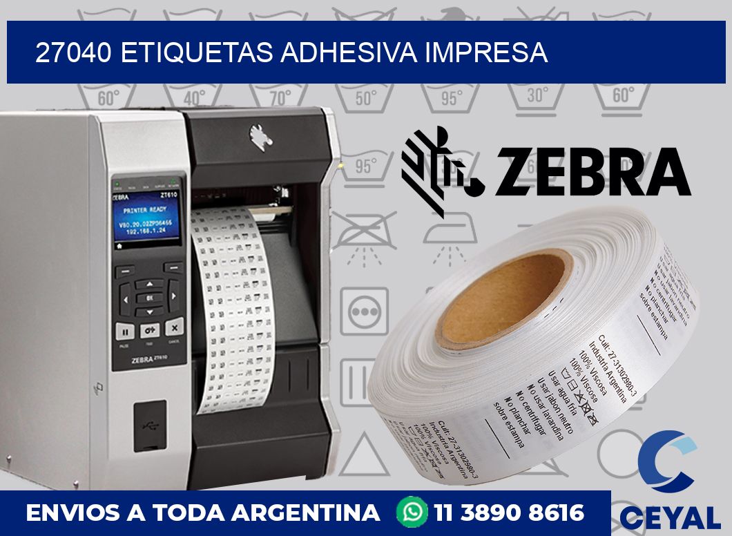 27040 etiquetas adhesiva impresa