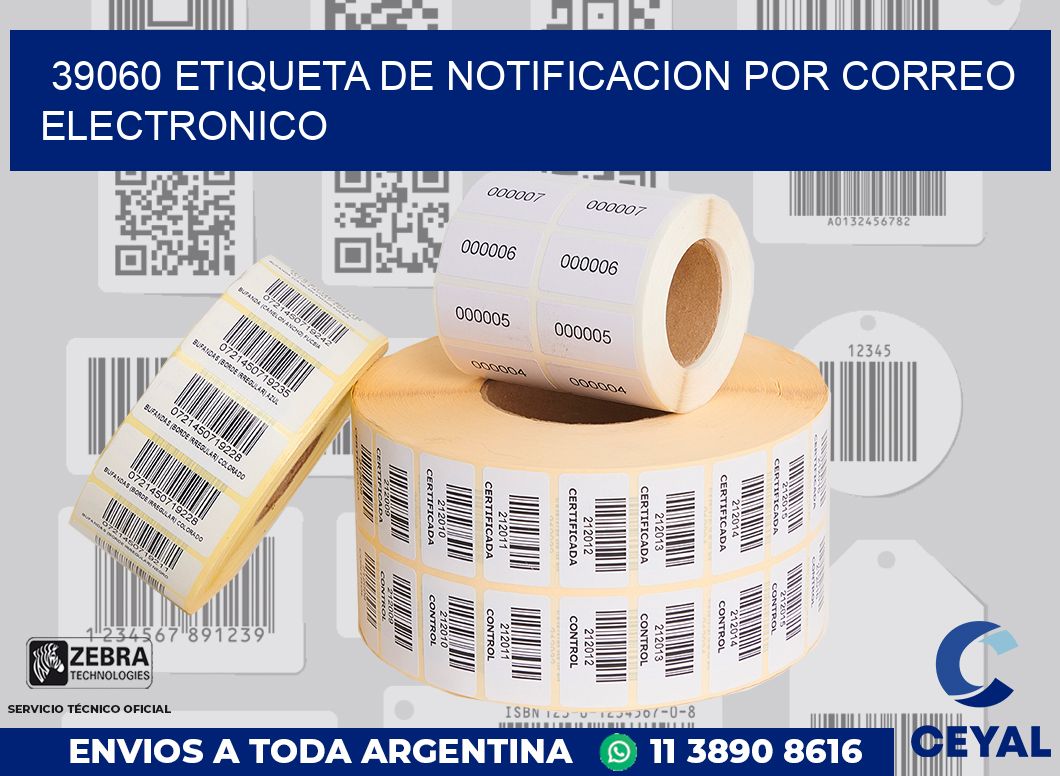 39060 Etiqueta de notificacion por correo electronico