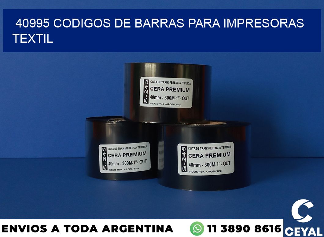 40995 codigos de barras para impresoras textil