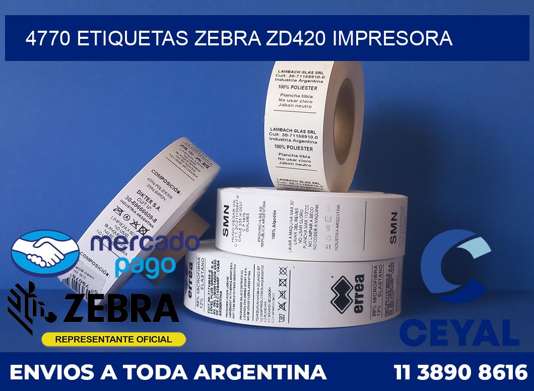 4770 etiquetas Zebra zd420 impresora