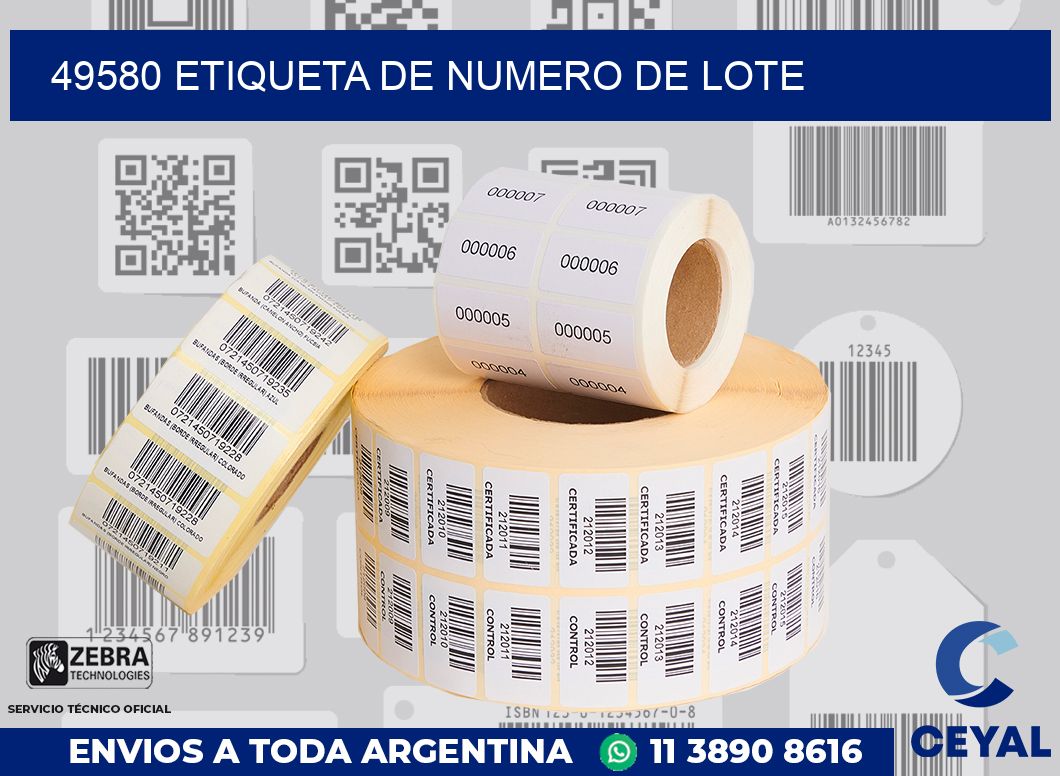 49580 Etiqueta de numero de lote