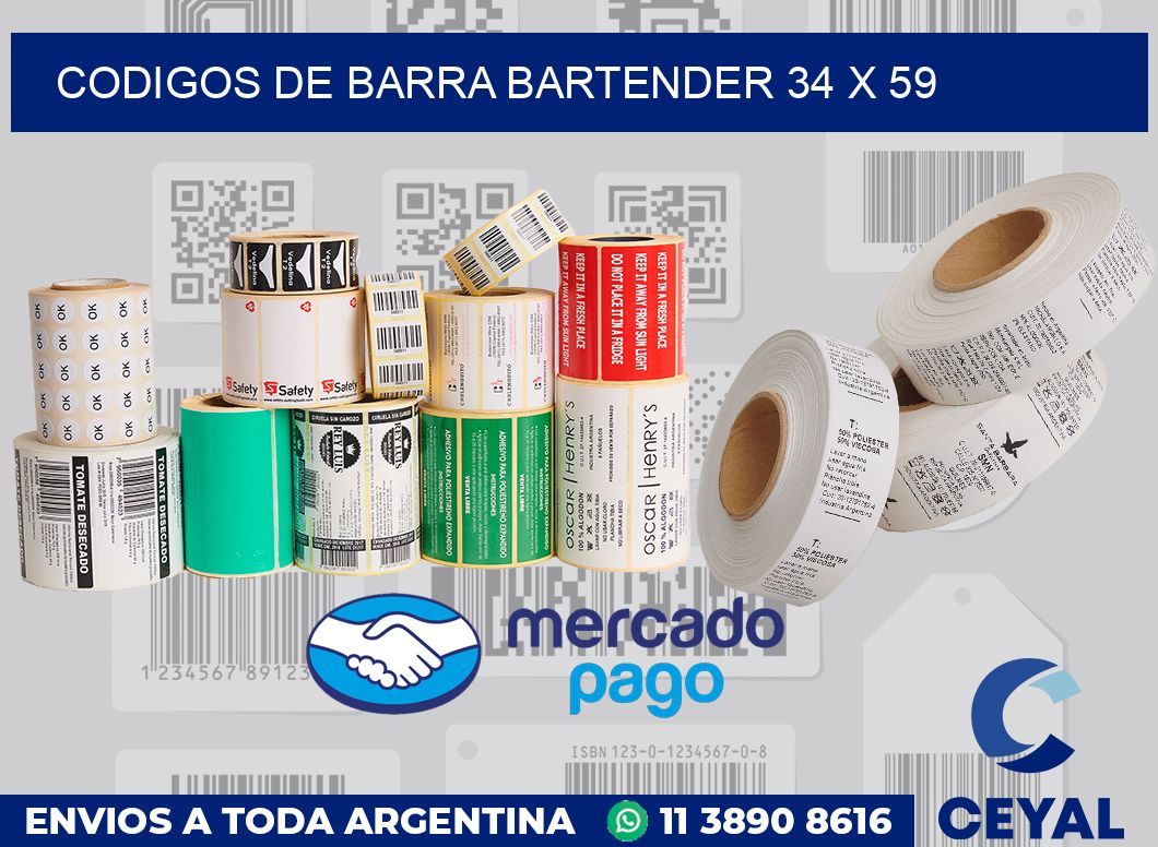 Codigos de barra Bartender 34 x 59