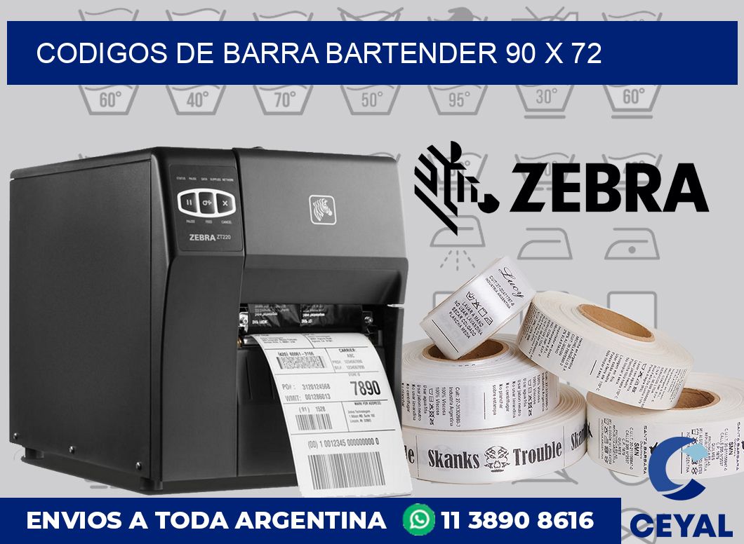 Codigos de barra Bartender 90 x 72
