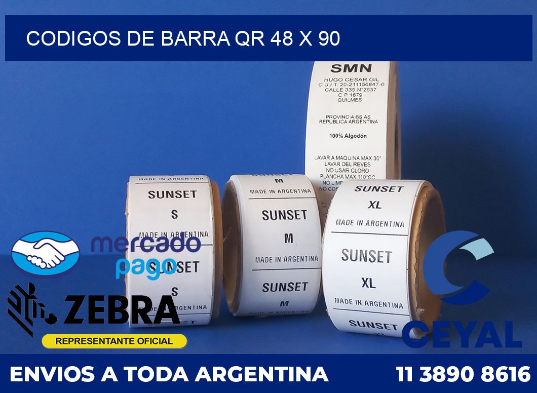 Codigos de barra QR 48 x 90