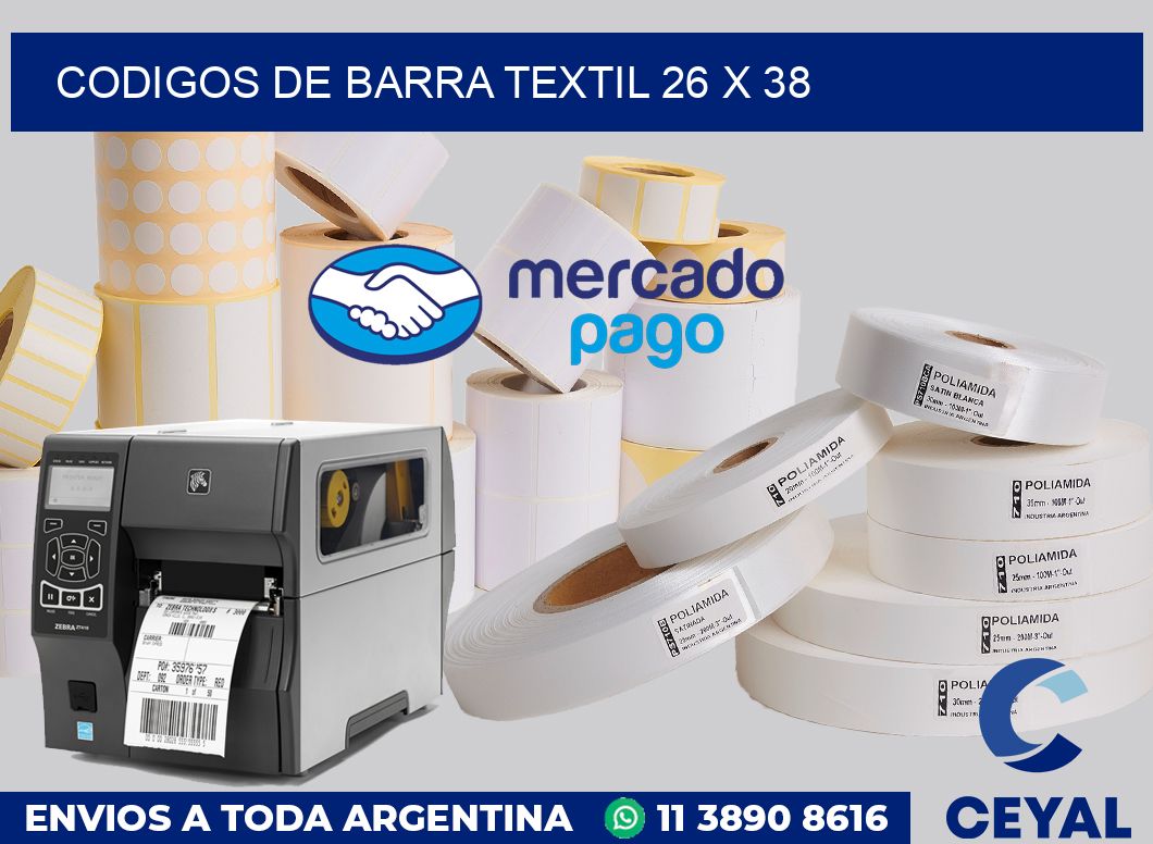 Codigos de barra textil 26 x 38