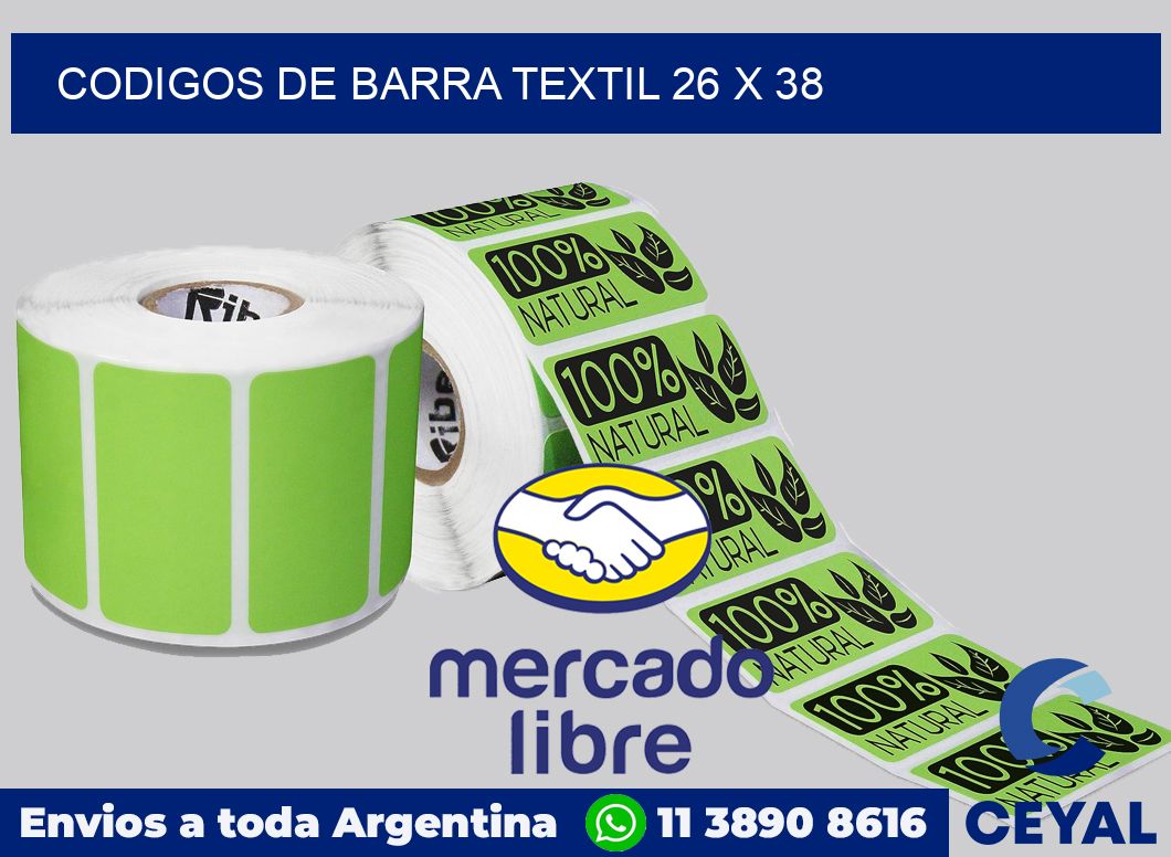Codigos de barra textil 26 x 38