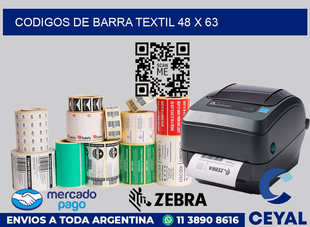 Codigos de barra textil 48 x 63