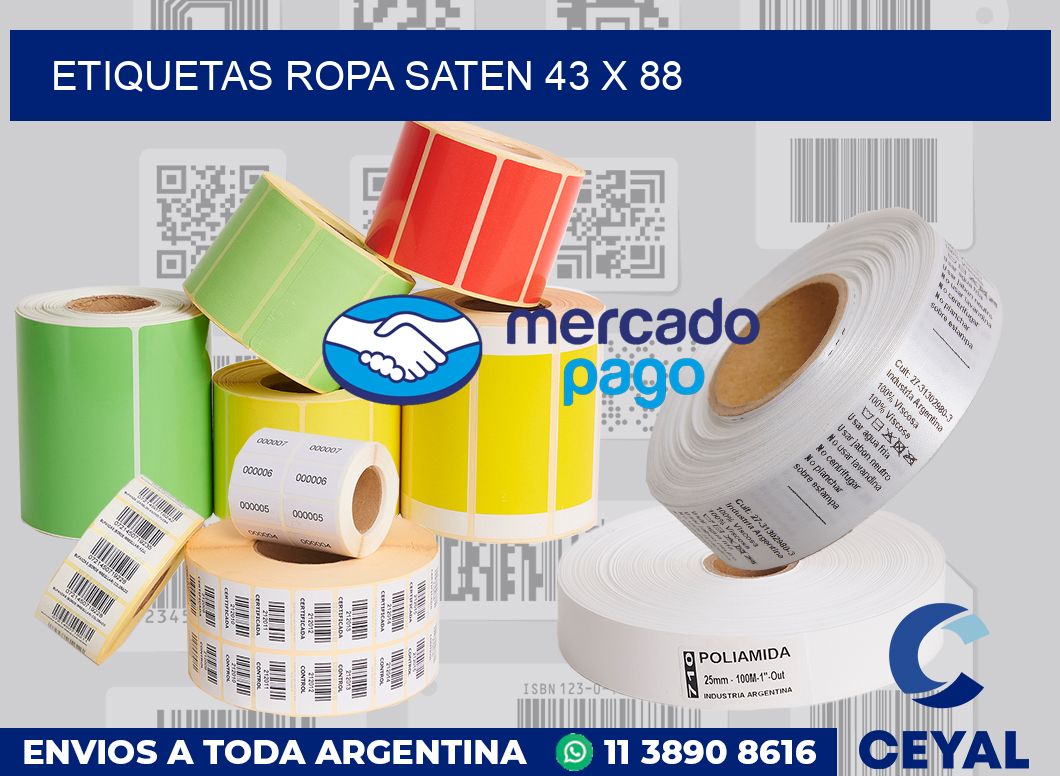 Etiquetas ropa saten 43 x 88