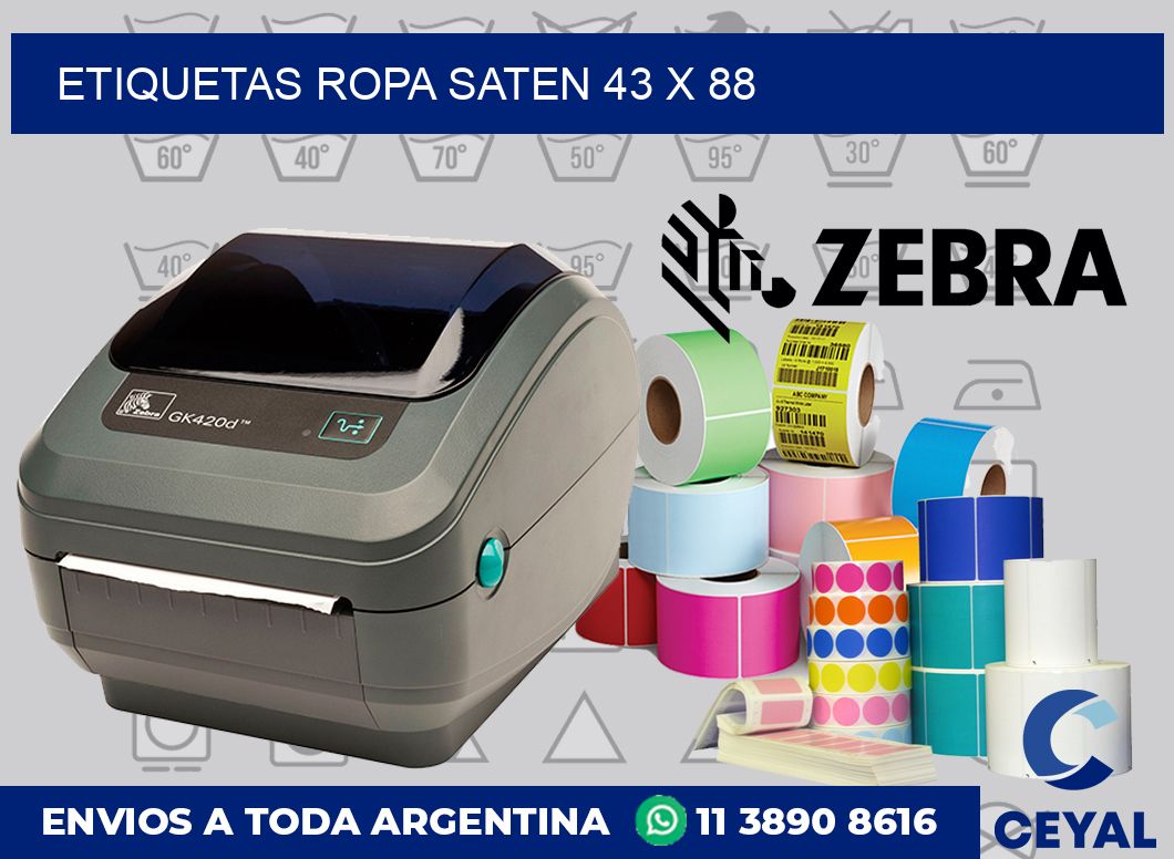 Etiquetas ropa saten 43 x 88