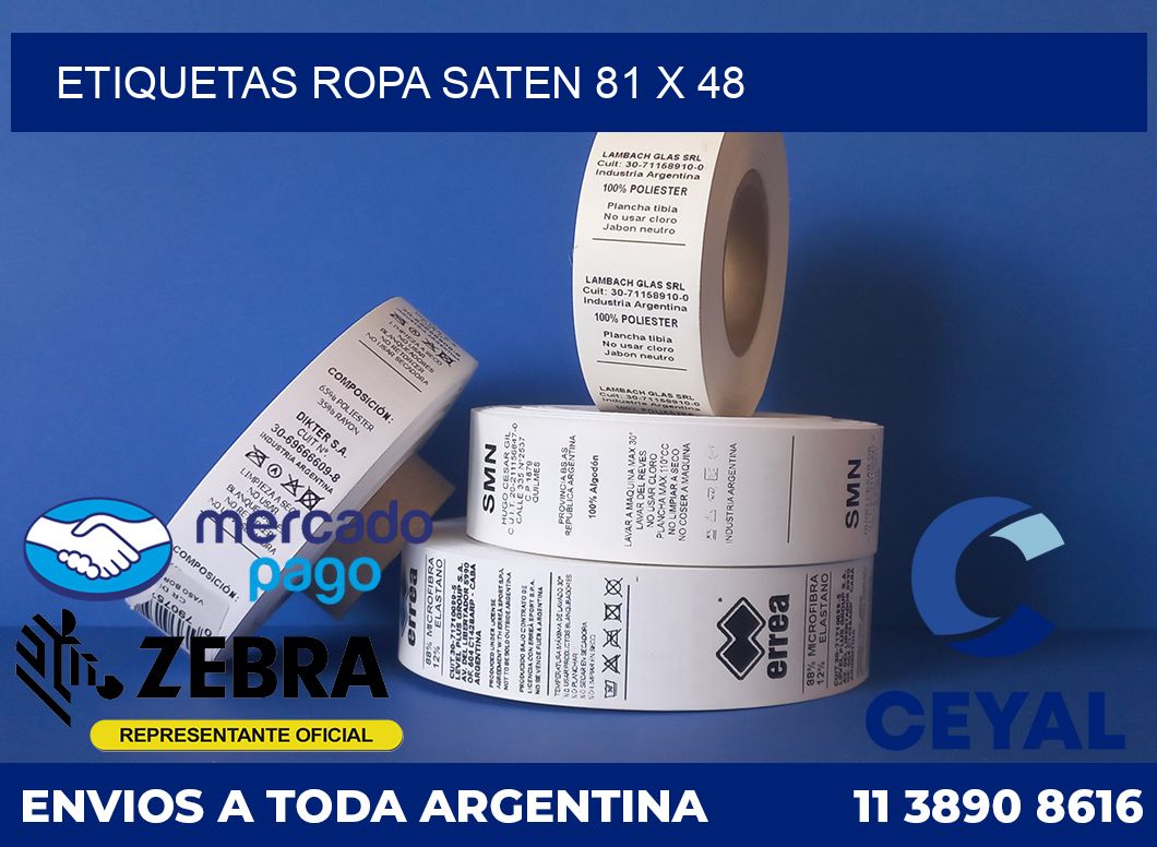 Etiquetas ropa saten 81 x 48