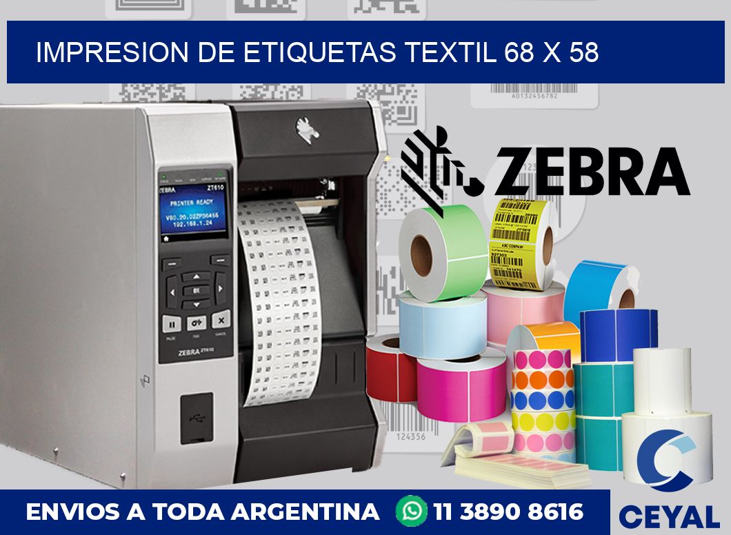 Impresion de etiquetas textil 68 x 58