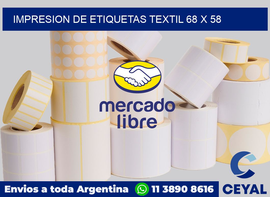 Impresion de etiquetas textil 68 x 58