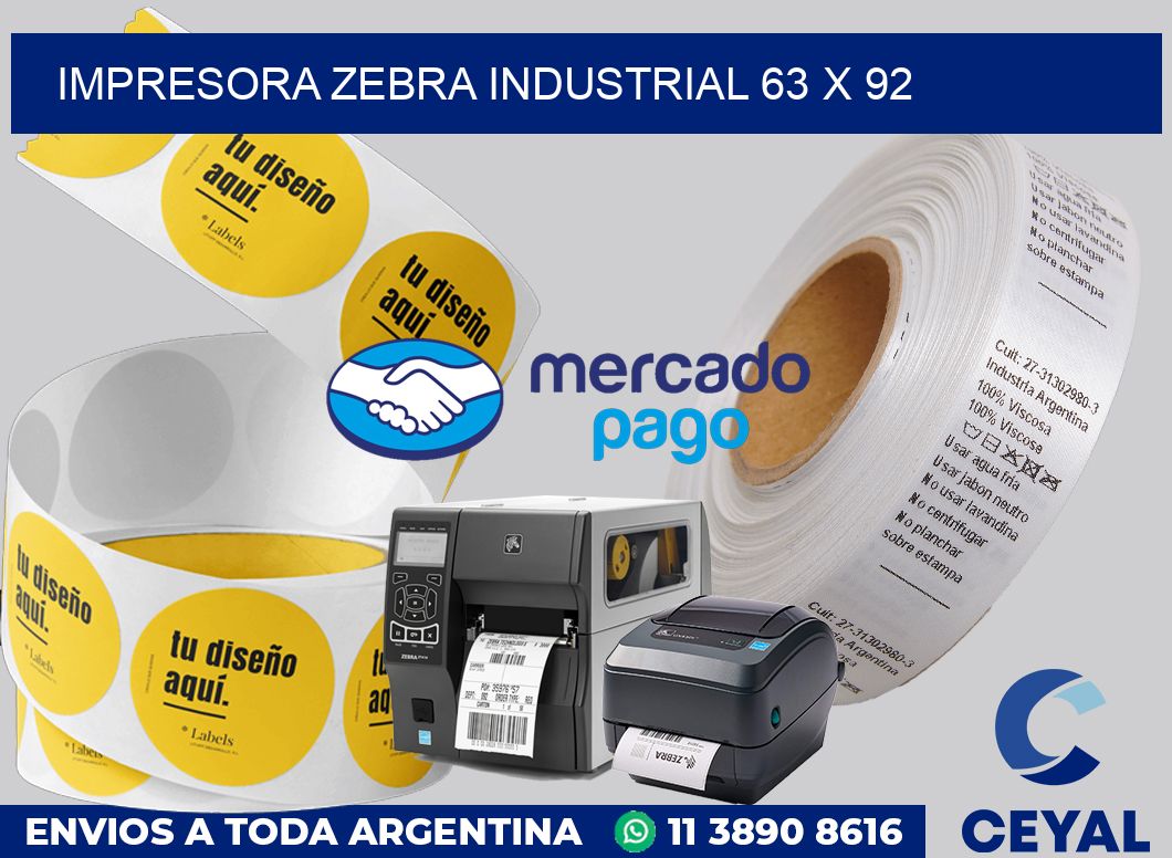Impresora Zebra industrial 63 x 92