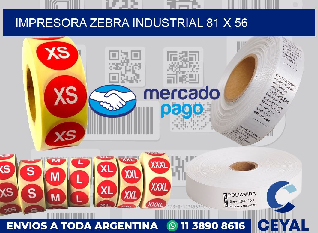 Impresora Zebra industrial 81 x 56